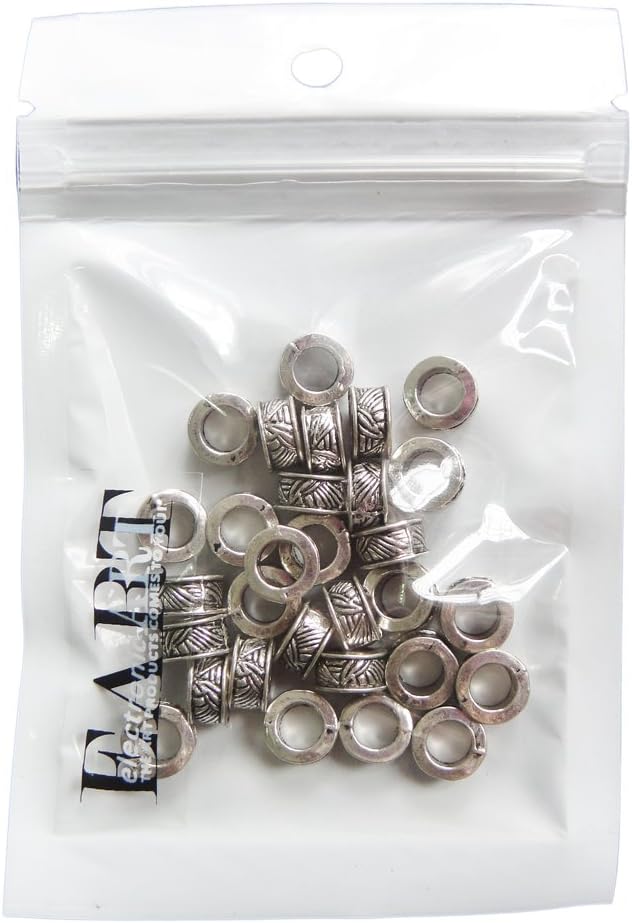 RUBYCA 30pcs Tibetan Silver Tone Spacer Beads Fit European Charms Bracelet Ring Edges Stripped