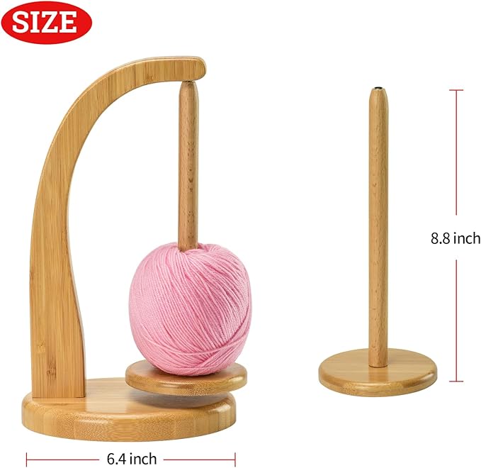 Yarn Holder for Knitting and Crocheting,Crochet Gift for Knitting Lovers,Wooden Yarn Spinner for Crochet by Artowell (Original Bamboo Color)
