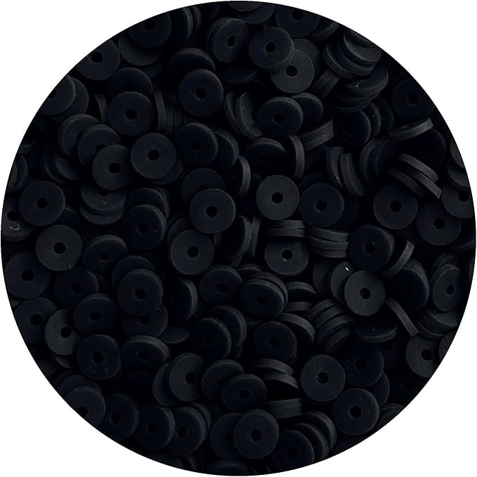 2000pcs Black Clay Beads for Bracelets Making - Heishi Polymer Flat Disc Spacer Clay Bead for Jewelry Earring DIY Crafts 6mm