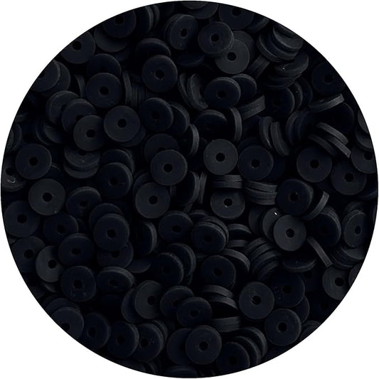 2000pcs Black Clay Beads for Bracelets Making - Heishi Polymer Flat Disc Spacer Clay Bead for Jewelry Earring DIY Crafts 6mm