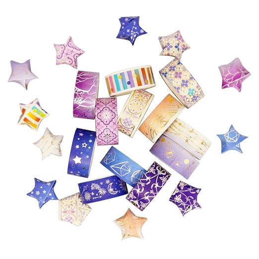 YUBBAEX Galaxy Washi Tape Set Purple Stars Decorative Tapes Silver Gold Foil Masking for Arts, DIY Crafts, Journal Supplies, Planners, Scrapbook, Gift Wrapping (Purple Night 12 Rolls)