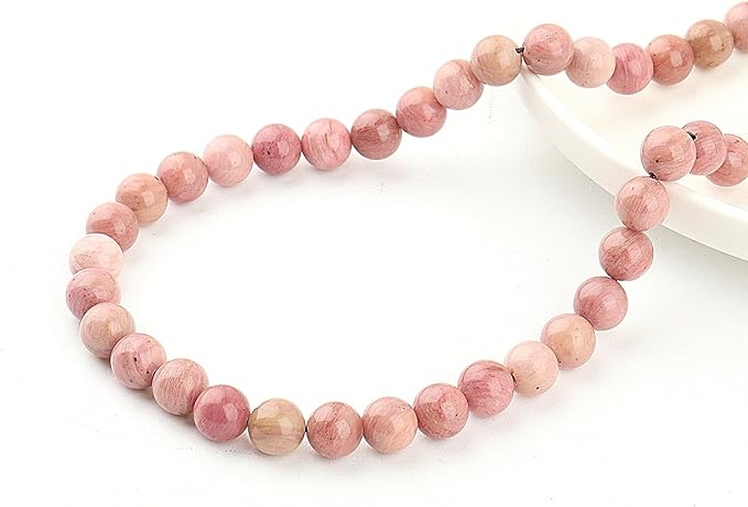 Natural Stone Beads for Jewelry Making - 6mm Gemstone Round Beads for Bracelets(58-60pcs, 6mm, Rhodonite)