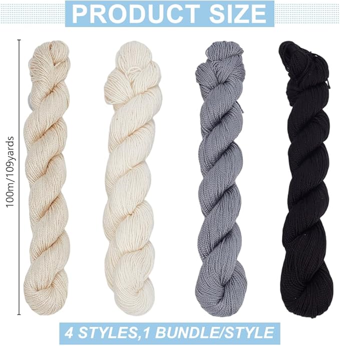 FREEBLOSS 4 Pcs Sashiko Thread in 4 Colors Sashiko Skein 4 * 100 M Pure Cotton Embroidery Thread Japanese Sashiko Threads Basic Colors Quilting & Embroidery Floss Supplies