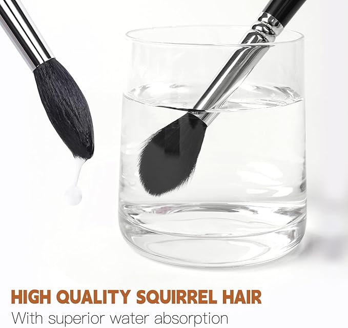 Watercolor Brushes Professional, Fuumuui 2pcs Kolinsky Sable Brushes, 1pc Pure Squirrel Mop Wash Round Brush & 1pcs Extended Needle Point Brush Perfect for Watercolor Acrylic Gouache Inks