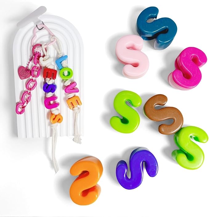 Maerolre 20Pcs Large Letter Beads, 20mm Big Acrylic Bubble Alphabet Beads, Colorful Plastic Beads for DIY Keychains, Jewelry Making, Phone Crafts Projects- S