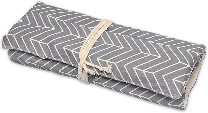 Teamoy Knitting Needles Holder Case(up to 14 Inches), Rolling Organizer for Straight and Circular Knitting Needles, Crochet Hooks and Accessories, Gray - NO Accessories Included