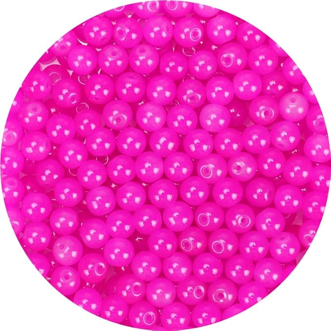 Hot Pink Glass Beads for Crafts– Bright Color 8mm Crystal Glass Beads for Bracelets, Necklace & DIY Crafts