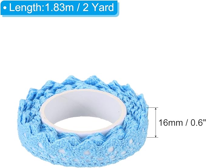 PATIKIL 0.6" Wide 2 Yards Self-Adhesive Lace Tape Lace Ribbon, 3 Pack Cotton Washi Trim Stickers Masking for Craft Scrapbooking DIY Card Making, Sky Blue