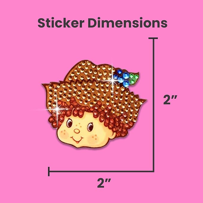 stickerbeans® rhinestone stickers boy meets girl® x strawberry shortcake® 4-pack, 2” x 2” sparkly cut-to-shape adhesive for collecting, trading, scrapbooking, laptops, phone cases for kids & teens