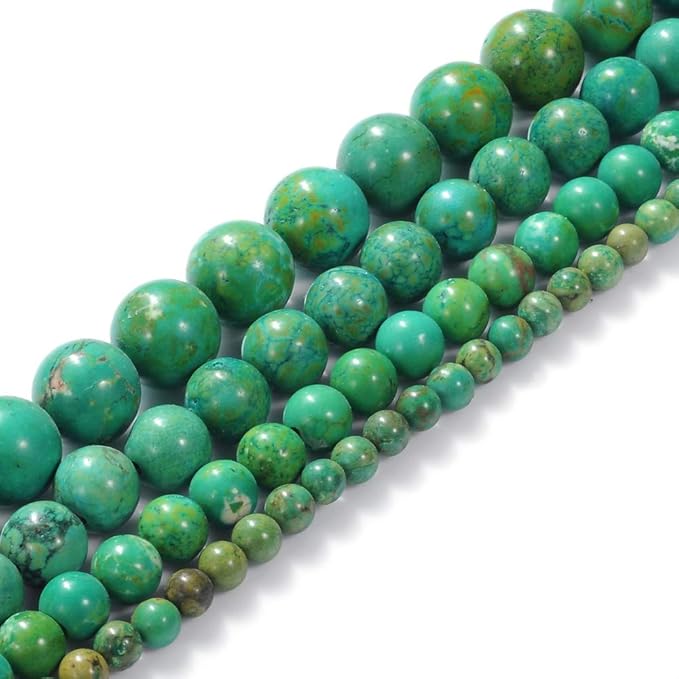 10mm Natural Turquoise Gemstone Round Loose Beads Crystal Stone Bracelet Necklace Accessories Crafts for Jewelry Making DIY,1 Strand 15"