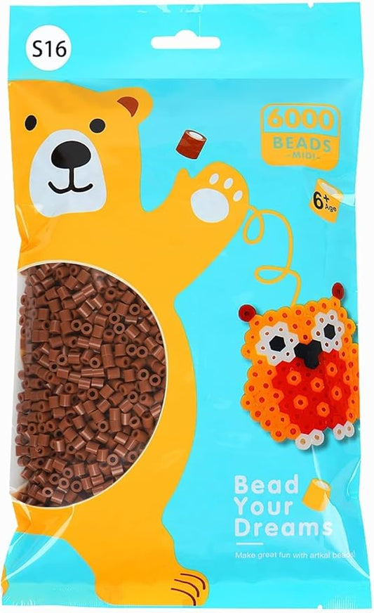 ARTKAL Fuse Beads 6000 Melty Beads Compatible 5 mm Perler and Hama Bead, Brown, S16