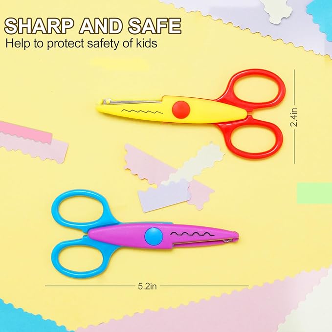 UCEC Craft Scissors Decorative Edge, ABS Resin Scrapbook Scissors with 8 Pattern, Safe Smoothly Cutting, Set of 8, Funny&Colorful