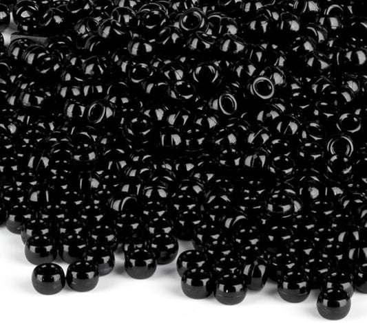 1000Pcs 9mm Black Plastic Pony Beads for Friendship Bracelets, Hair Beads, Crafts
