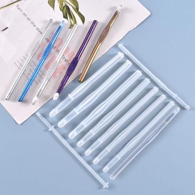 10 Styles Crochet Hook Molds Set Epoxy Resin Casting Silicone Mold Kit Handcraft Art Yarn Weaving Tool Silicone Mold Silicone