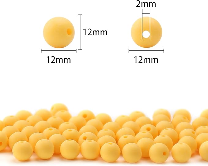 bonny boxx 100pcs 12mm matte yolk yellow acrylic round beads, frosted plastic resin bubblegum balls chunky gumball beads for necklace and bracelet making, crafting supplies