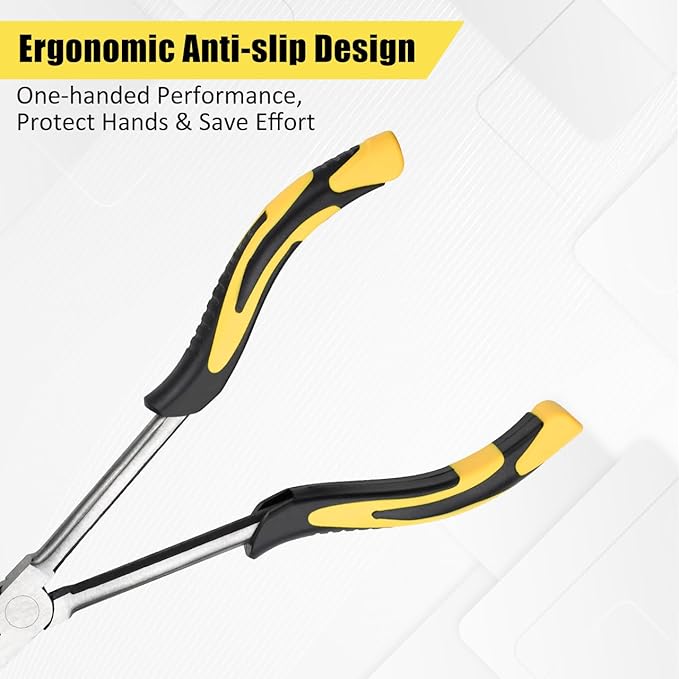 zuzuan premium long needle nose pliers-11’’, paper clamp precision, high carbon steel, soft grip with wire cutter, long nose cutting pliers for home, fishing, jewelry, crafts,2pcs