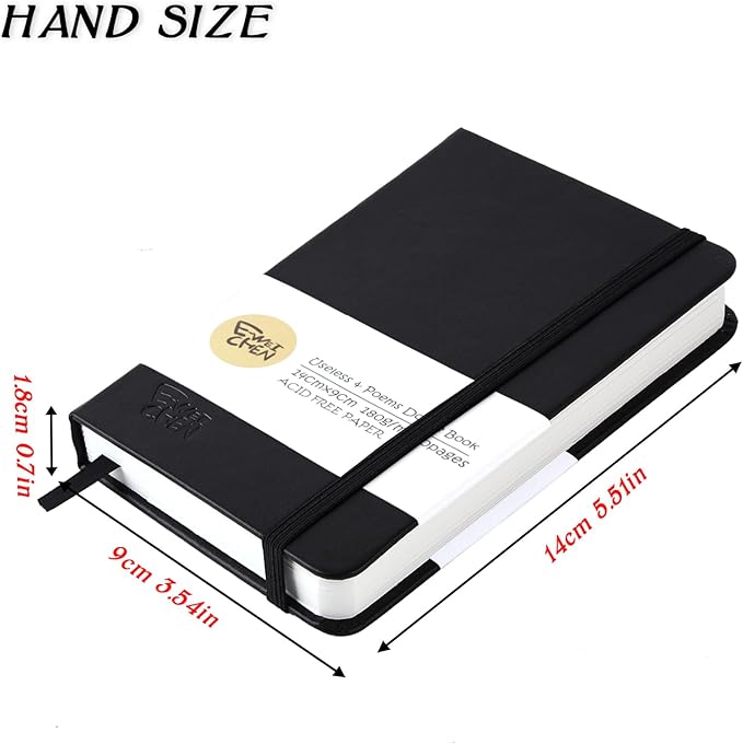 Mix Media Pad,3.5"x5.5" Small Hardcover Leather Art Sketchbook,60 Sheets(112lb/180gsm) Heavyweight Acid Free Artistic Painting Drawing Sketching Paper, Handy Pocket Journal Sketchbook.Black