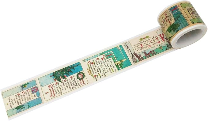 Wrapables Decorative Festive Wide Washi Masking Tape, 30mm x 5m, Christmas Quotes