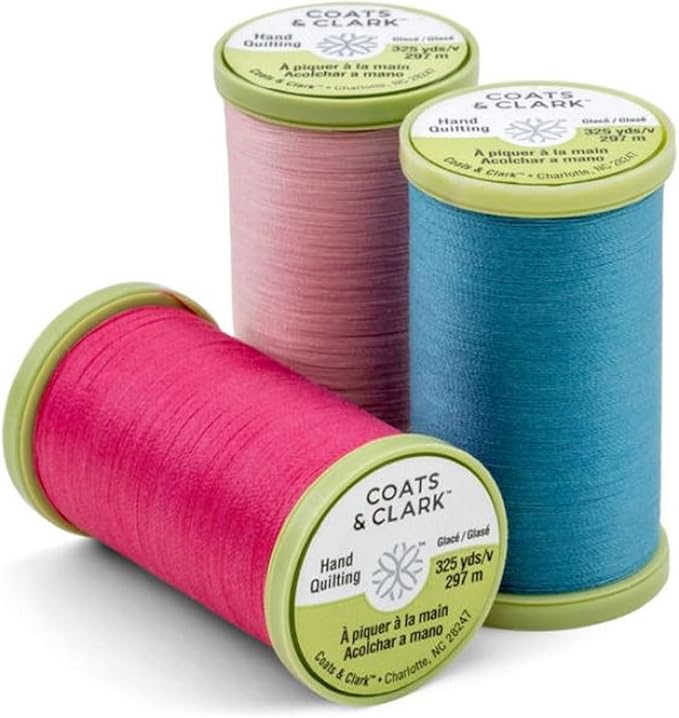 Coats & Clark Hand Quilting Sewing Thread Cotton Covered Polyester 325 Yards S960 6 Pack Bundle with 3 Bella's Crafts Needle Threaders (Natural)