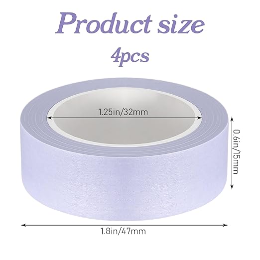 4 Rolls 32 Ft x 0.6 Inches Light Purple Washi Tapes, Decorative Masking Tape Self-Adhesive Duct Craft Tapes No Residue for Packaging Decor Journals Scrapbooks Planners DIY Gift