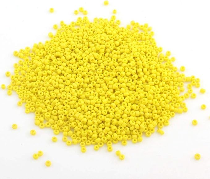 Perlin Glass Seed Beads 2mm 11/0 Round Mini Small Pony Beads 6500pcs for Making Earrings Bracelets Pendants Waist Jewelry DIY Handmade Opaque Color Kit (Yellow)
