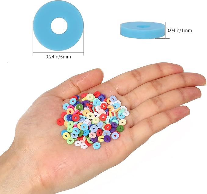 3600 pcs Black Clay Beads for Bracelets Making, 10 Strands Flat Round Polymer 6mm Spacer Heishi Beads for Jewelry Making Earring Necklace