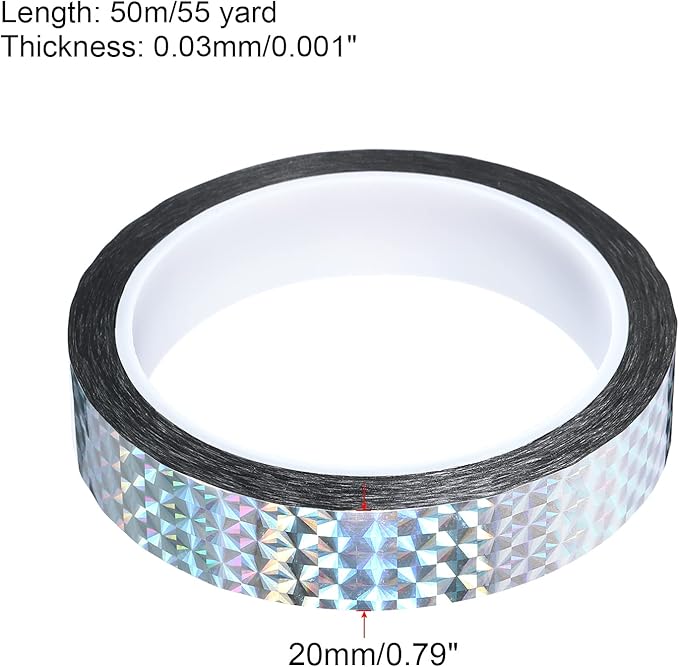 PATIKIL Prism Tape 0.8 Inch x 55 Yards, Holographic Metalized Reflective Adhesive for Detailing Accent Wall Decor Art, Silver