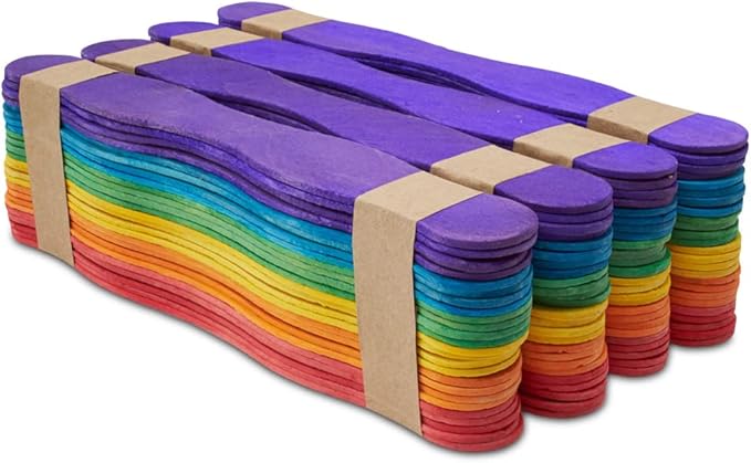 Wooden Fan Handles 8 inch, Variety Pack of 200 Colored Popsicle Sticks for Crafts, Fan Handheld Wedding Program Sticks, by Woodpeckers