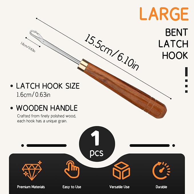 Giwrmu Latch Hook Tool, Wooden Latch Hooks, Latch Hook Crochet Needle for Micro Braids, Hair Extension and Carpet Craft