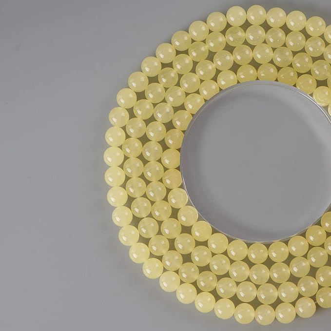 6mm Natural Lemon Chalcedony Round Bead - 60PCS Bulk Gemstone Beads for Jewelry Making, DIY Bracelets, Necklaces - Includes Crystal Stretch Cord - Stone Beads for Crafting Gifts