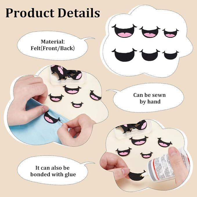 FINGERINSPIRE 30 PCS Felt Mouth for Dolls 3 Size Pink Black Felts Mouths Felts Craft Doll Mouths Safety Felt Mouth for Adults Crafts Puppet Teddy Bear Crochet Stuffies Plush Animals DIY Accessories