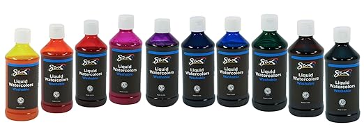Sax Liquid Watercolors - 8 Ounces - Set of 10 - Assorted Colors