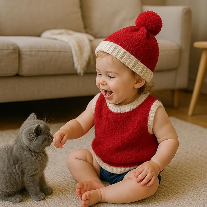 yarnique learn to knit kit for beginners - complete baby knitting kit with italian boucle & merino wool - beginner knitting kit for adults moms - diy baby vest & hat starter set with video tutorials