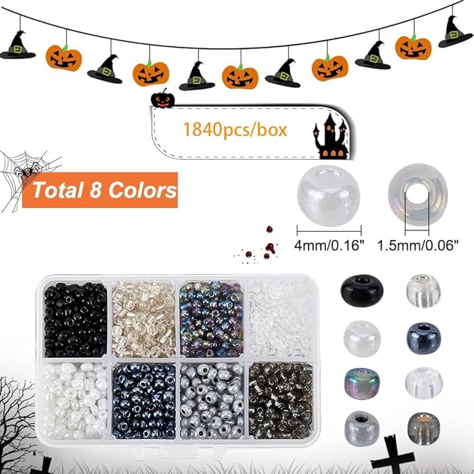 PH PandaHall 1840 Pcs 6/0 4mm 8 Colors Glass Seed Beads Lined Pony Bead Waist Beads Tiny Spacer Czech Beads for Earring Bracelet Necklace Key Chain Jewelry Making
