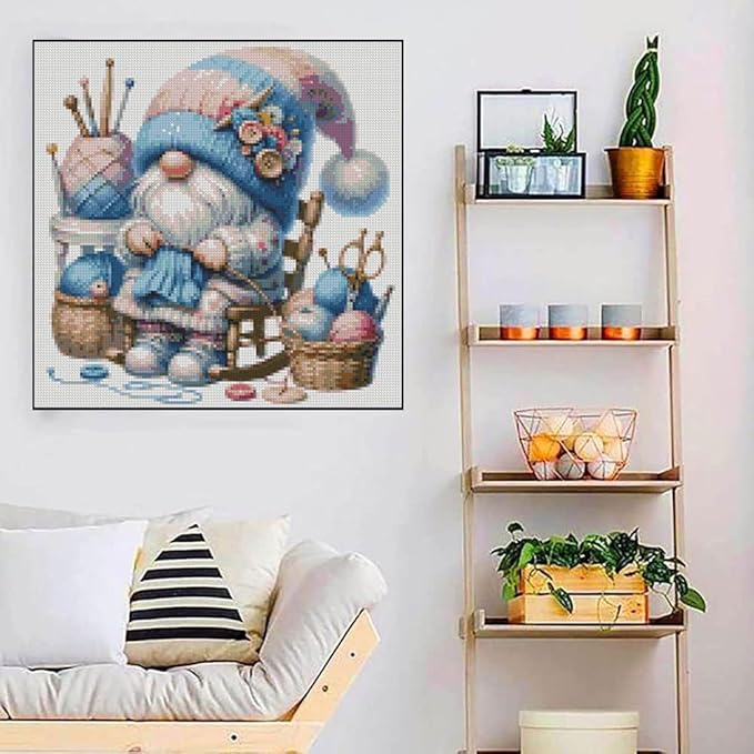 sewing gnome stamped cross stitch kits gnome cross stitch patterns,dimensions cross stitch kits embroidery kit arts and crafts for beginners 13.7x13.7 inch