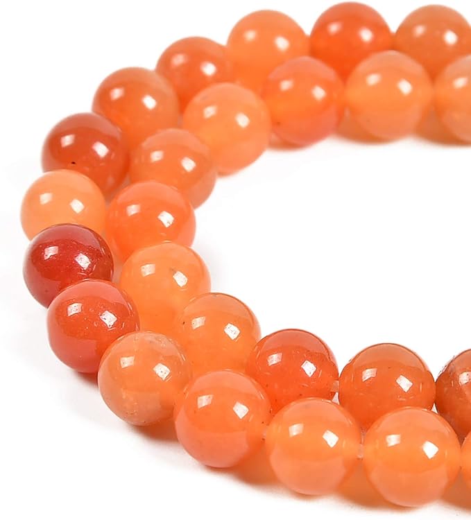 60pcs 6mm Natural Orange Aventurine Gemstone Round Spacer Loose Stone Beads for Jewelry Making 15.5" 1 Strand (Orange Aventurine, 6mm 60 Beads)
