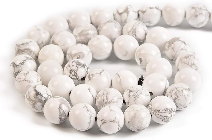 45pcs 8mm Natural White Howlite Gemstone Round Spacer Loose Stone Beads for Jewelry Making 15.5" 1 Strand (White Howlite, 8mm 45Beads)