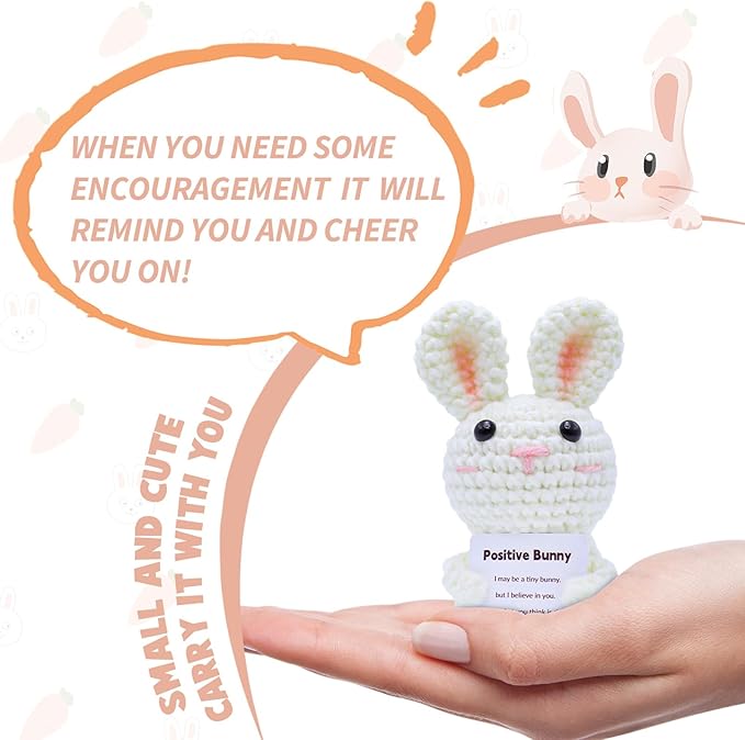 Cute Crochet Rabbit Handmade Knit Mini Bunny Animal Mini Artificial Knit Desk Decor Bunny Animal Crochet Kit for Easter Party Decoration Supplies
