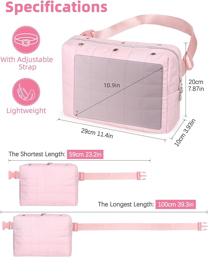 Aeelike Yarn Storage Organizer Travel Crochet Bag, Crossbody Yarns Bags Knitting Bag for Carrying Projects, Knitting Needles,Crochet Hooks and Yarn, Pink