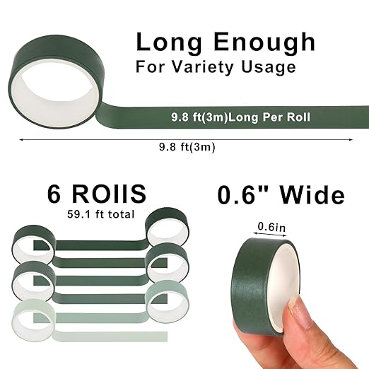 Whaline 6 Rolls Green Washi Tape Set 6 Gradient Colors Masking Tape Solid Color Decorative Tape for DIY Crafts Scrapbook Journal Planner Gift Wrapping Supplies, 60 Ft