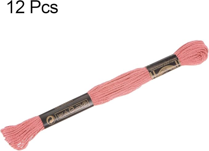 HARFINGTON 12 Skeins Embroidery Floss 8.75yds(8m) Egyptian Long-Staple Cotton Cross Stitch Thread for Sewing DIY Bracelet Yarn String and Crafts, Tea Rose(6021)