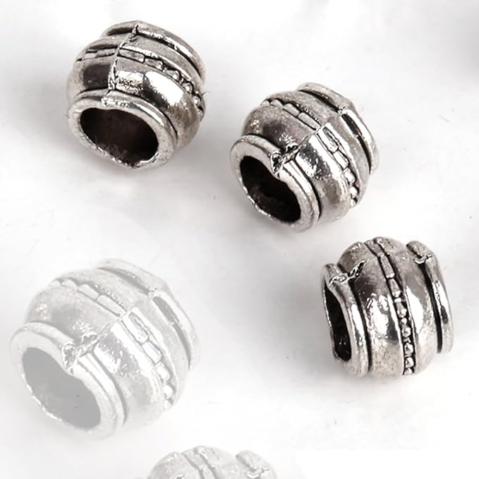 RUBYCA 30pcs Tibetan Silver Tone Spacer Beads Fit European Charms Bracelet Ethnic Design