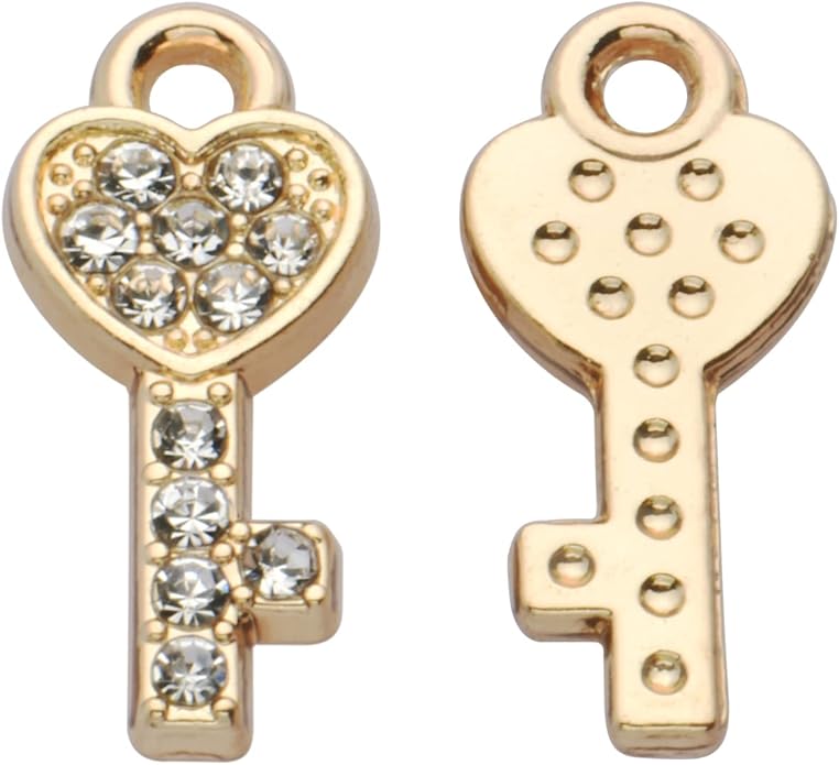 Pack of 20 Rhinestone Charms Gold Plated Pendants Pave Crystal Accessories for Necklace Bracelet Jewelry Making DIY Crafting