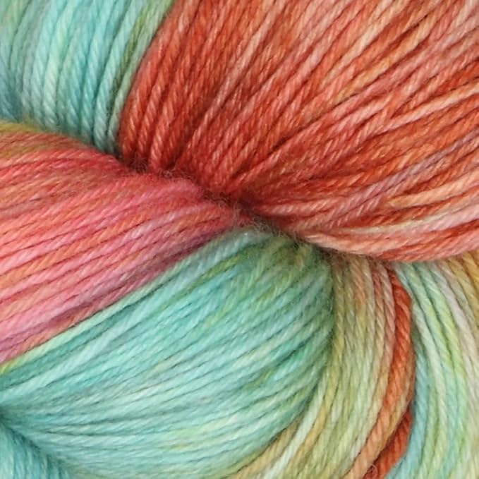 KnitPro Symfonie Fingering Weight Hand Dyed Variegated Yarn Skein | Extra Fine Merino Wool & Polyamide Blend for Knitting & Crocheting, Oeko-TEX Certified 400m, 100g | Terra Mystic Lagoon