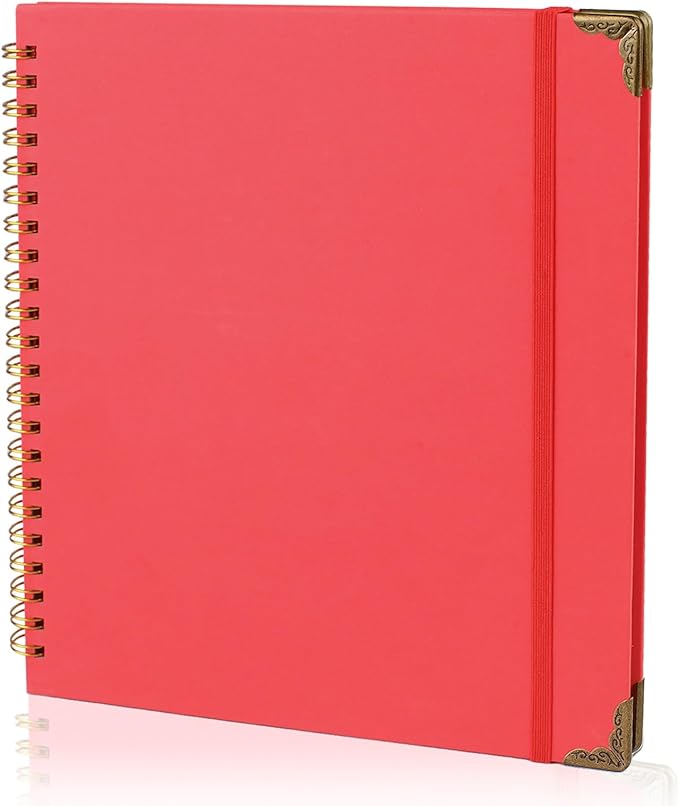 Joyberg Scrapbook 80 Pages, Scrapbooking Supplies 8 x 8 In, Scrapbook Album Suitable for Album Memory Book Wedding, Anniversary Family, DIY Craft Projects (Red)