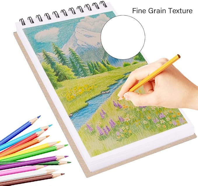 5.8" x 8.3" Mixed Media Sketch Book,Spiral Bound Hardcover Sketchbook,60 Sheets 92lb/150gsm Neutral White Acid Free Paper,Art Journal Sketchbook for Drawing Writing Sketching Illustration,Yellow