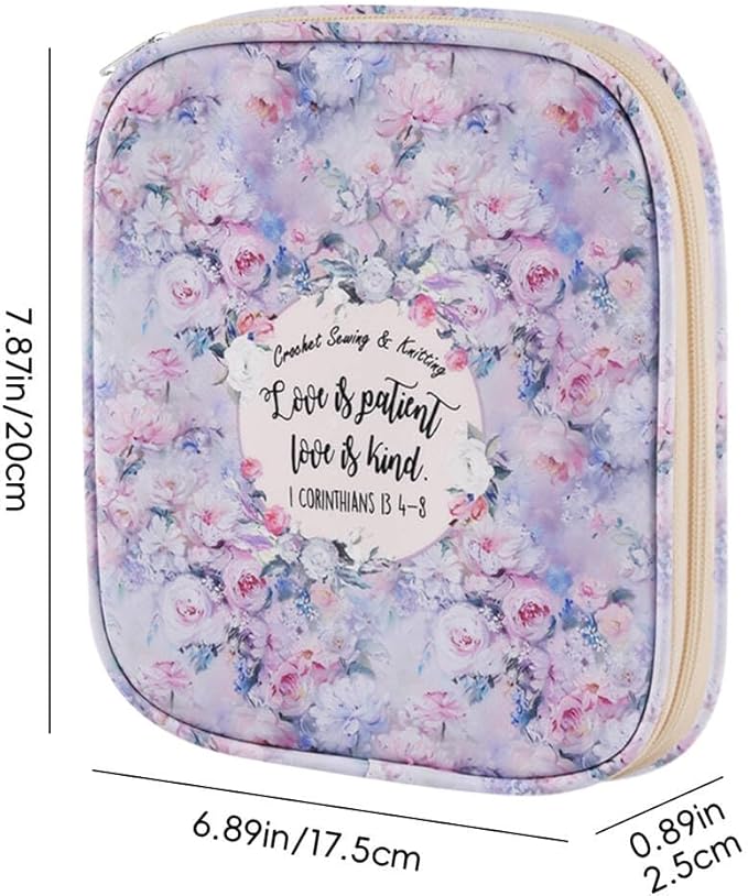 Crochet Hook Case,Portable Zipper Storage Organizer Bag for Crochet Hooks, Knitting Needles, Project & Sewing Supplies, Lightweight,Easy to Hold (No Accessories Included).Misty Rose