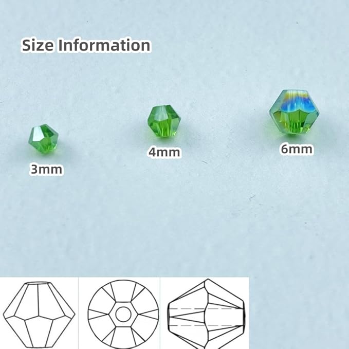 400pcs Bicone Crystal Beads 4mm Crystal Glass Faceted Beads for Necklace Bracelet Earrings DIY Jewelry Crafts Making Supplies(Grass Green AB)