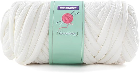 Chunky Yarn for Hand Knitting & Crocheting, Thick Big Twist Tubular Yarn for Making Blankets, Bags, Baskets, Pillows & Pet Nests - 0.55lb/250g (White)
