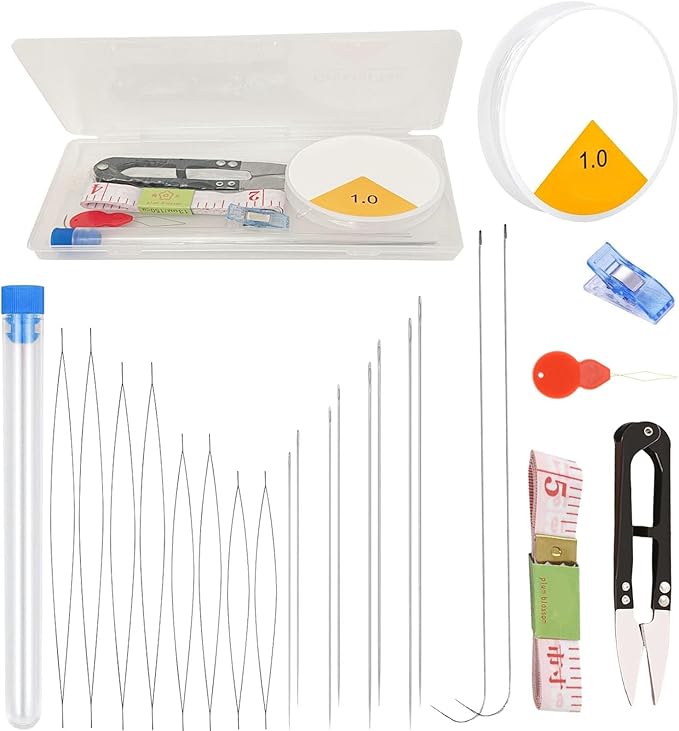 25 Pieces Beading Needles Set, 8 Pcs Long Straight Beading Thread Needles, 8 Pcs Big Eye Beading Needles with Threader for Jewelry Making